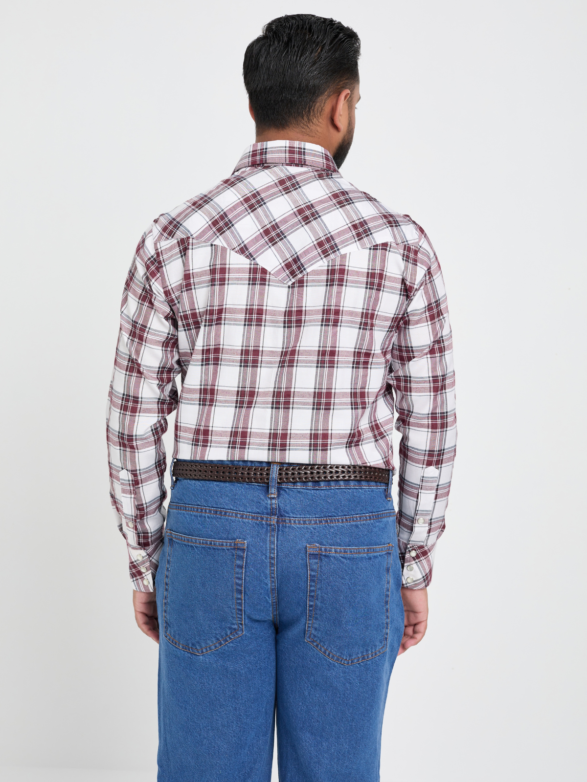 Burgundy & White Check Shirt