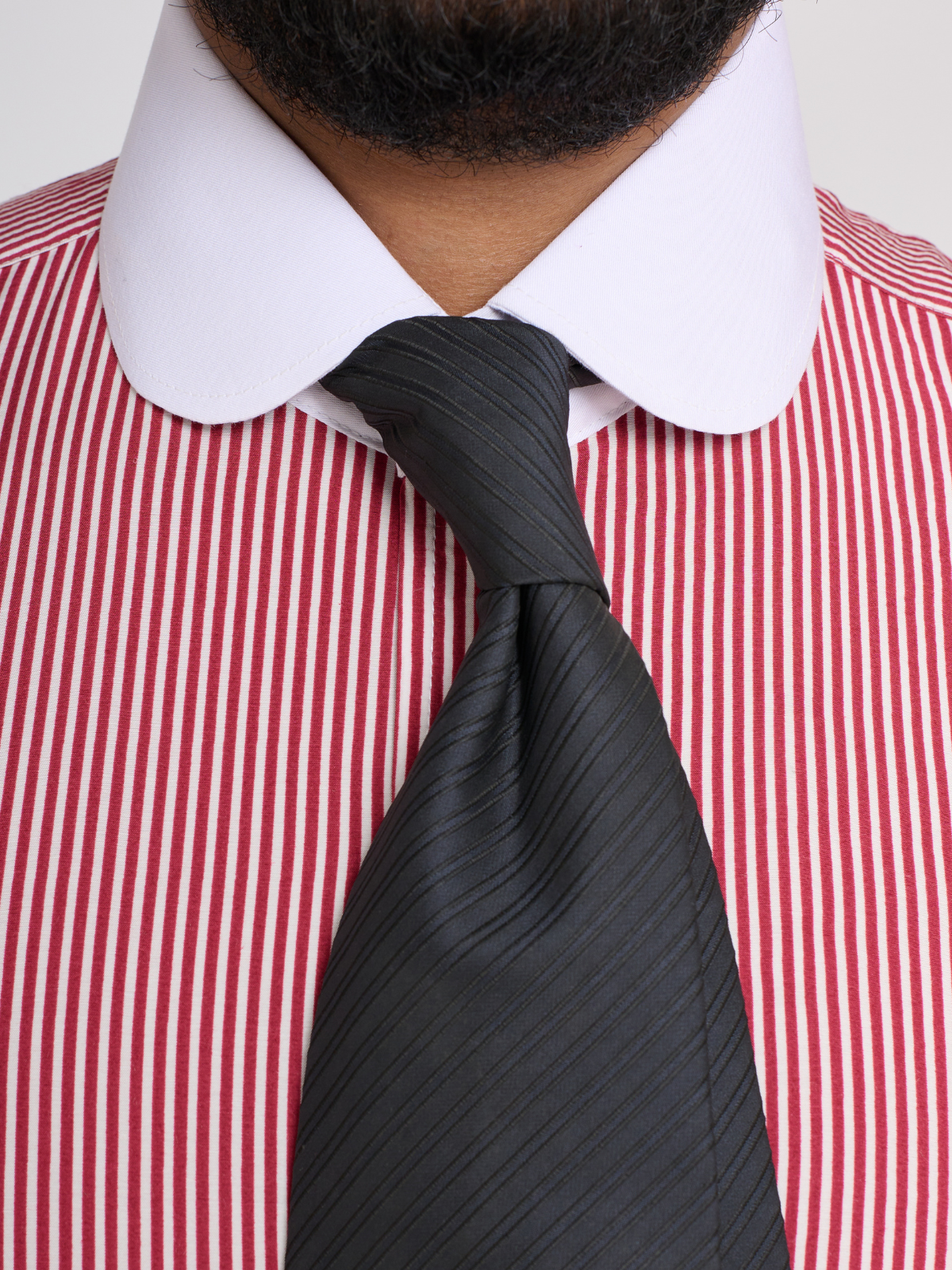 Crimson Stripe Club Collar Shirt