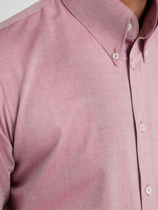 Matte Pink textured Button Down Formal Shirt