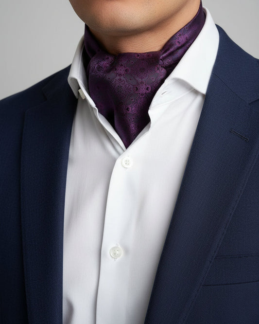 Plum Jacquard Ascot