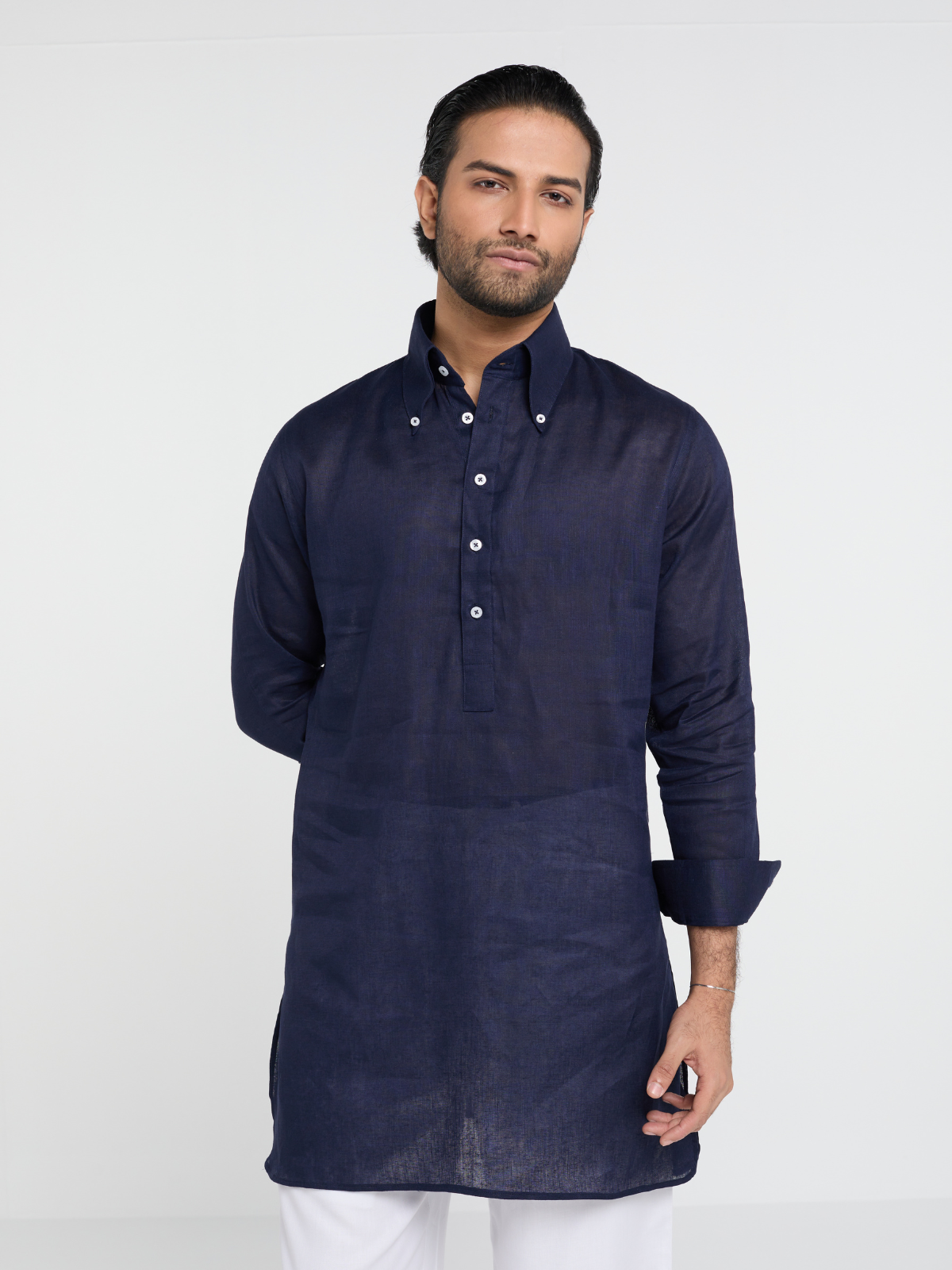 Navy Button Down Kurta