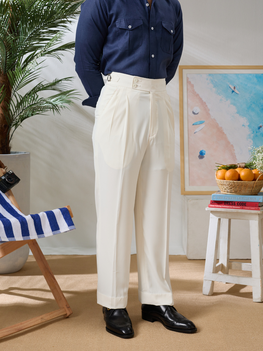 White Double Button Trouser