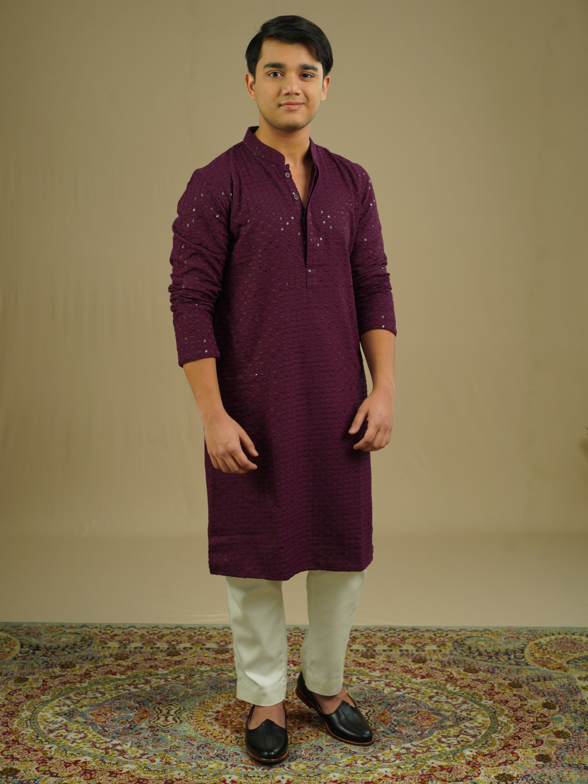 Dark Purple Sequin Kurta