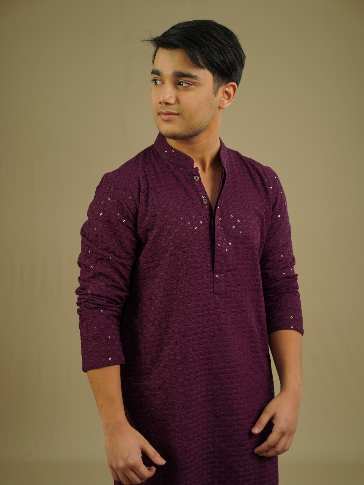 Dark Purple Sequin Kurta