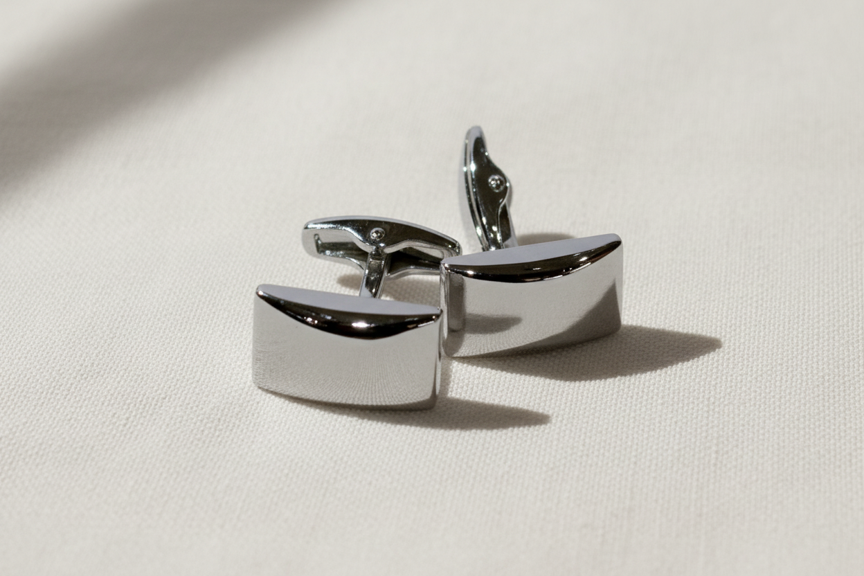 Arc Curve Cufflinks – Silver