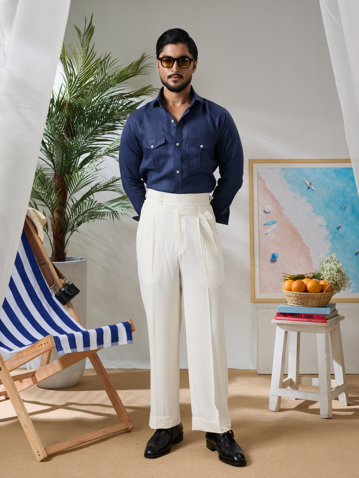 White Double Button Trouser