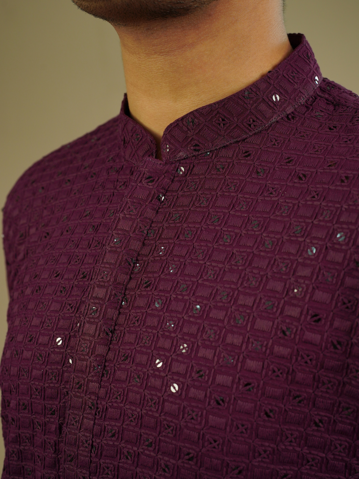 Dark Purple Sequin Kurta