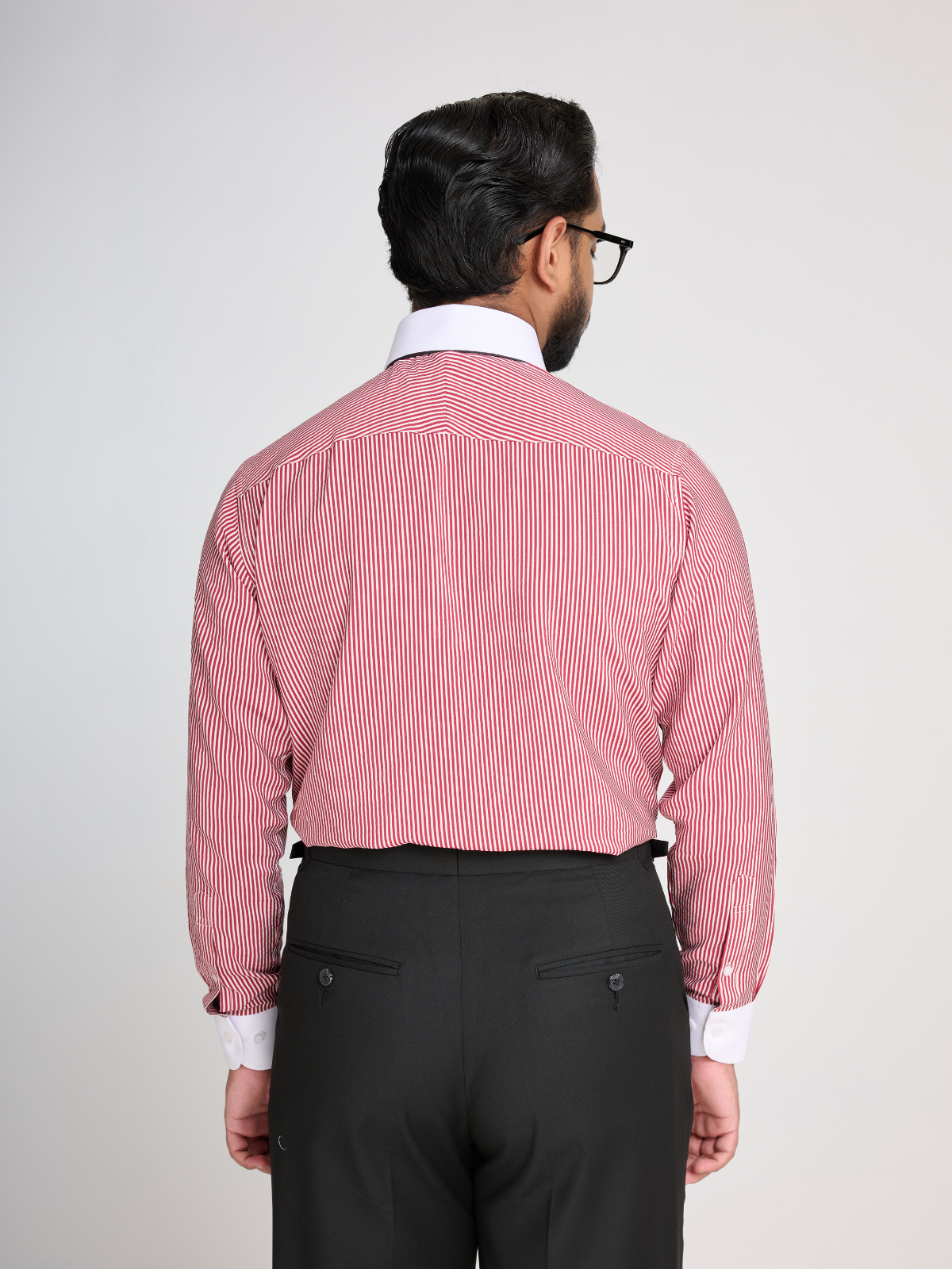 Crimson Stripe Club Collar Shirt