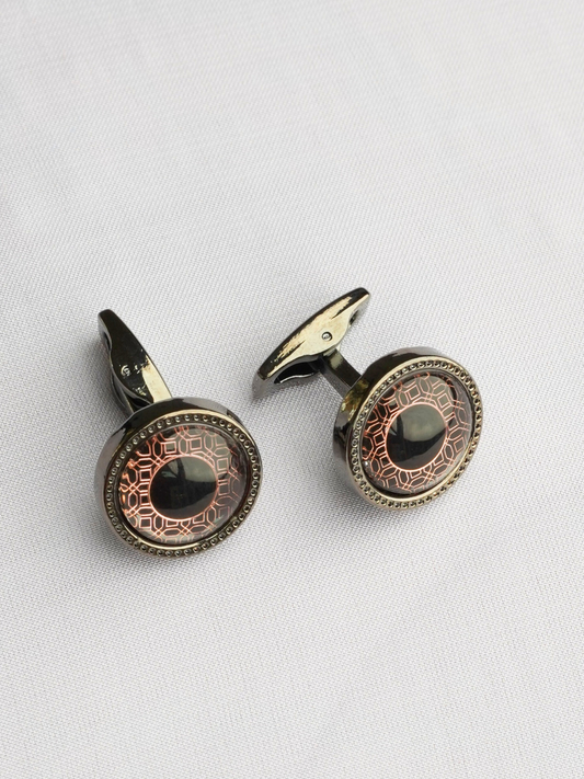 Charcoal & Rose Gold Ethnic Cufflink