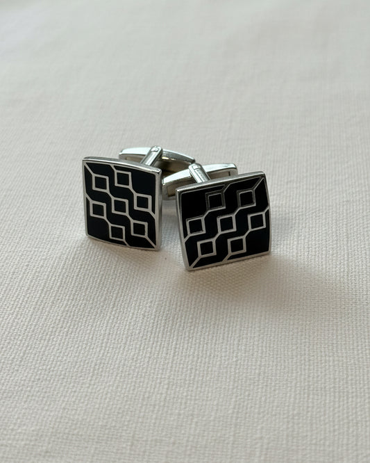 Onyx Geometric Grid Cufflinks