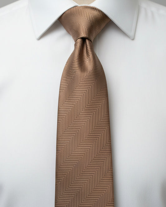 Caramel Herringbone Silk Tie