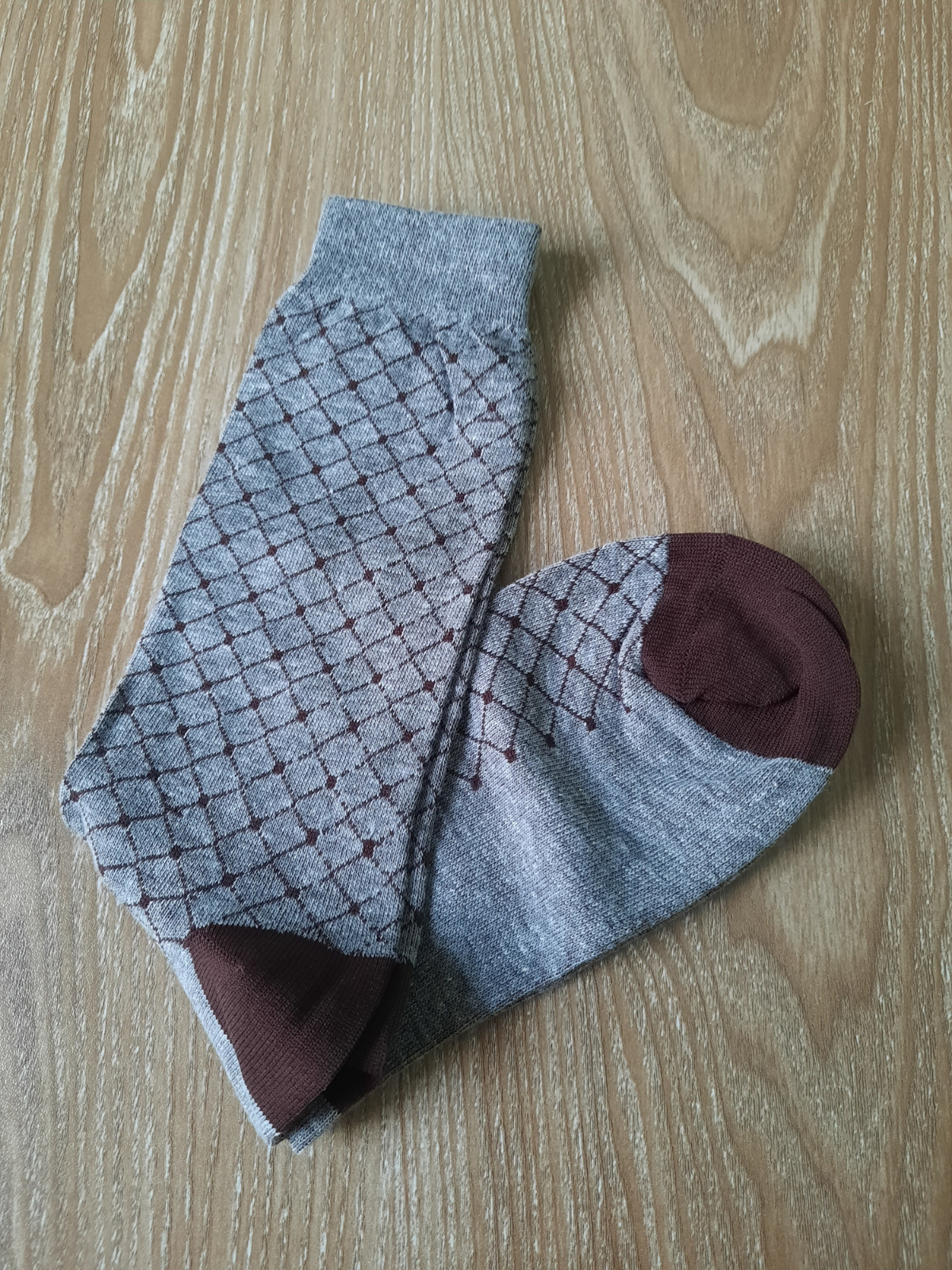 Grey & Brown Chequred Socks