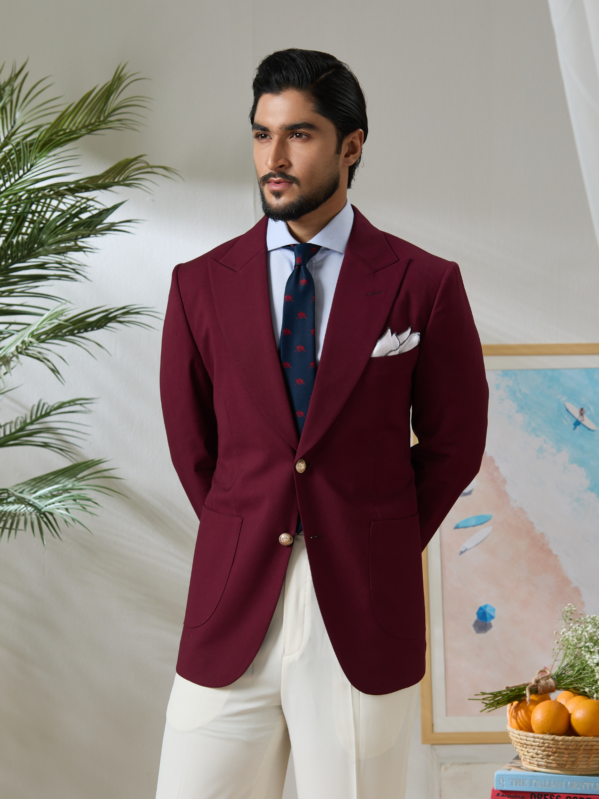 Maroon Brass Blazer