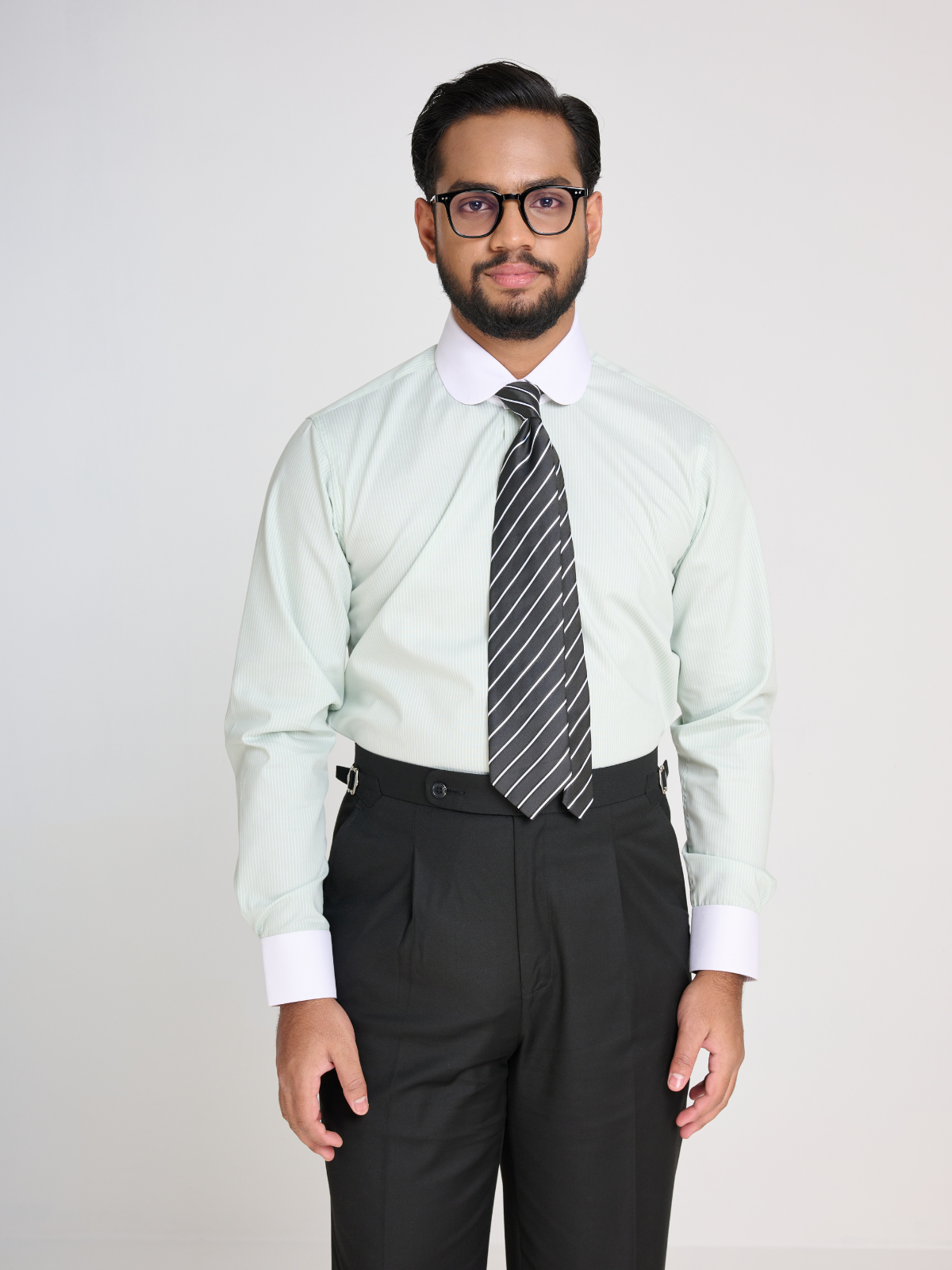 Mint Stripe Club Collar Shirt
