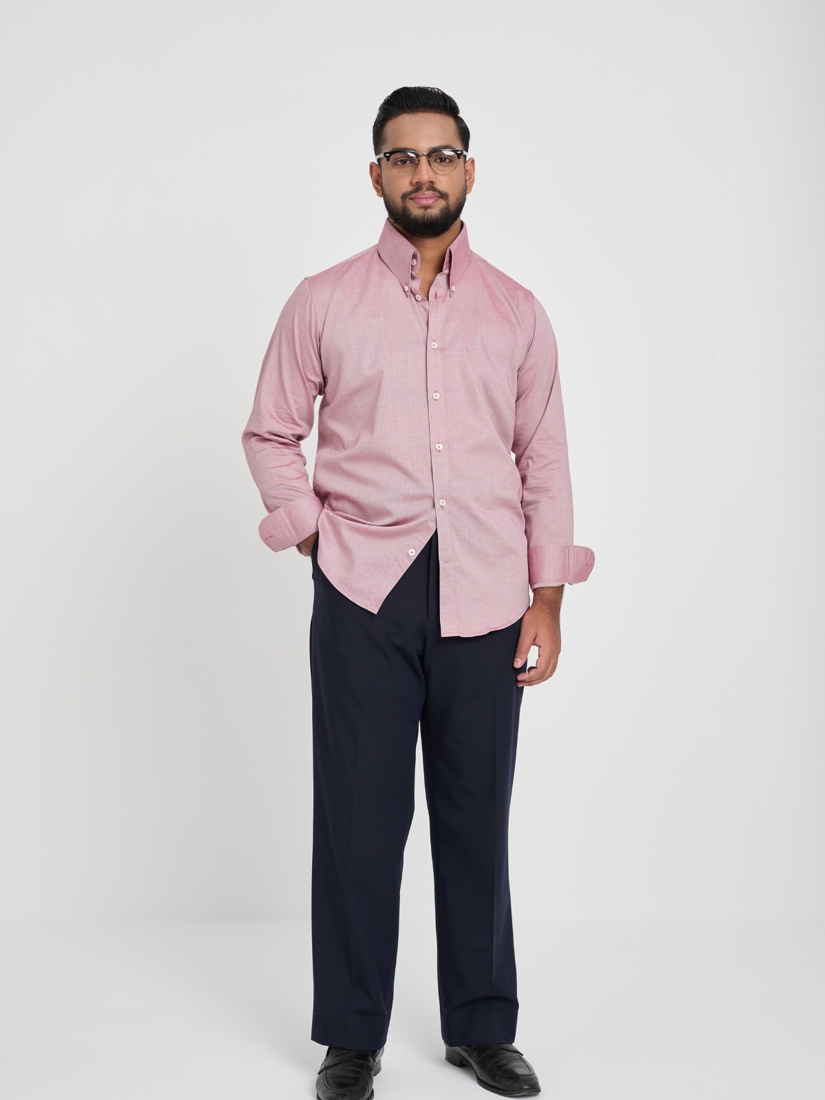 Matte Pink textured Button Down Formal Shirt
