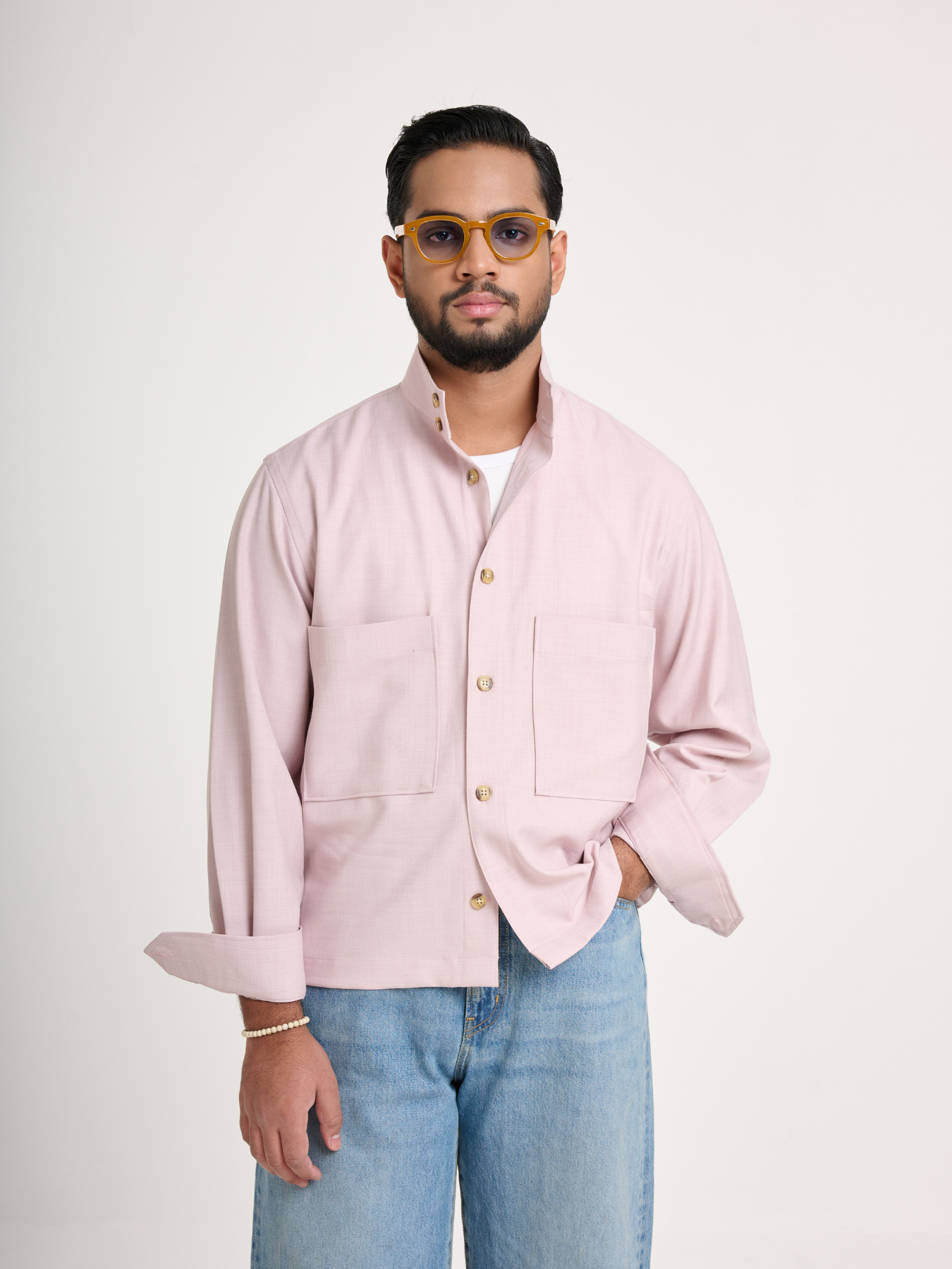 Light Pink Cropped Shacket