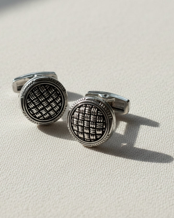 Heritage Weave Cufflinks – Silver