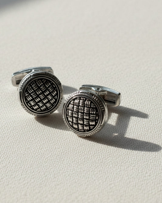 Heritage Weave Cufflinks – Silver