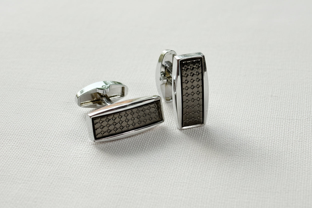Graphite Panel Cufflinks – Silver