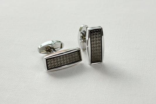 Graphite Panel Cufflinks – Silver