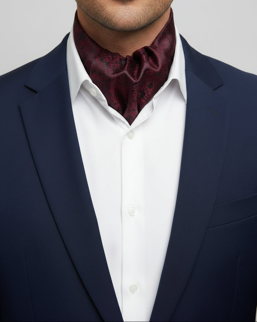 Burgundy Jacquard  Ascot