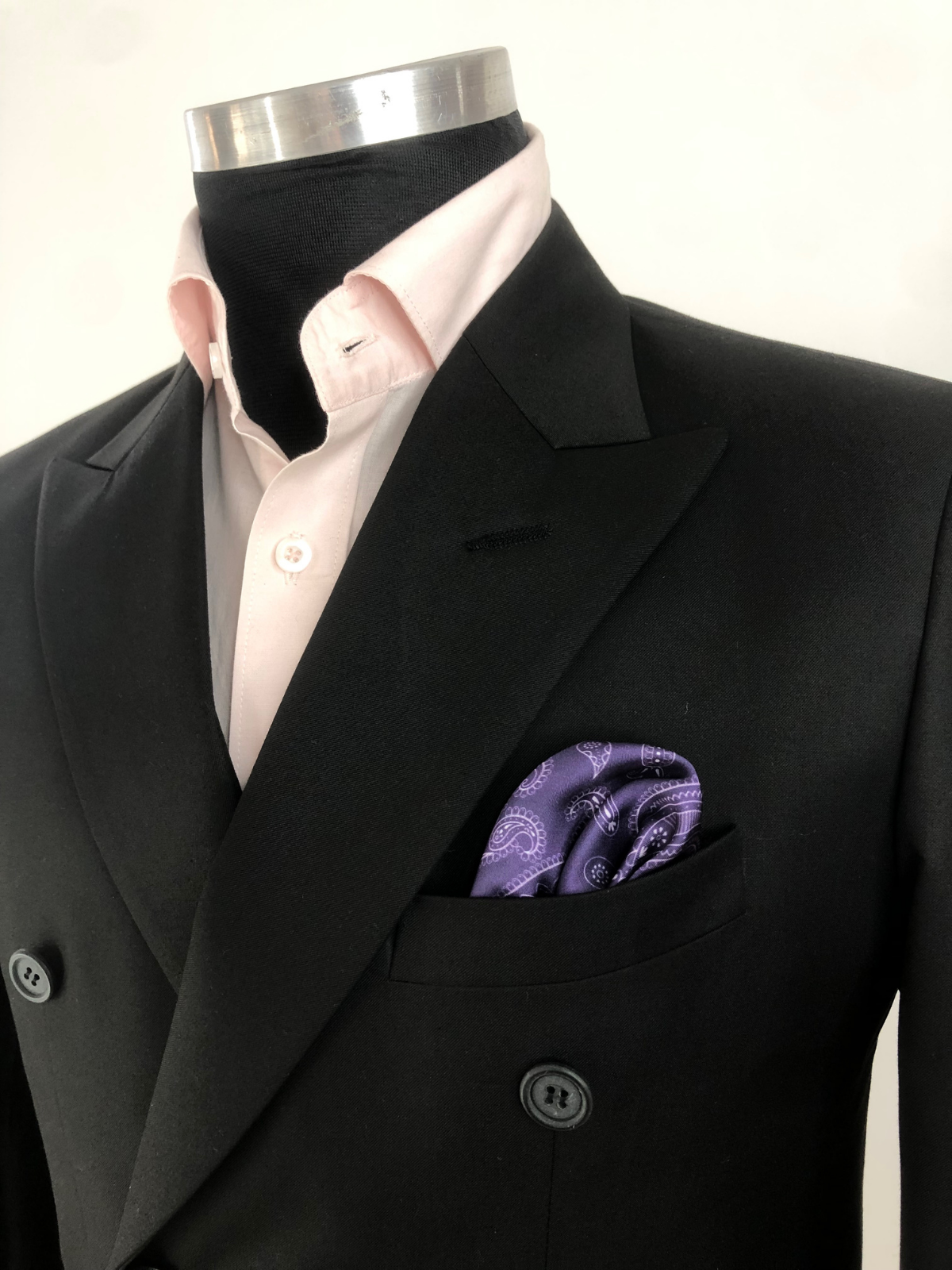 Violet with Heavy White Paisley Silk Pocket Square