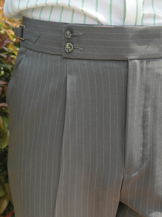 Charcoal Striped Formal Trouser