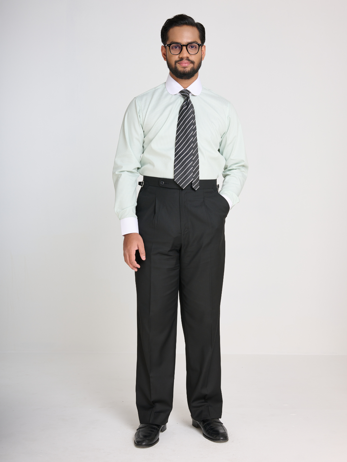 Mint Stripe Club Collar Shirt