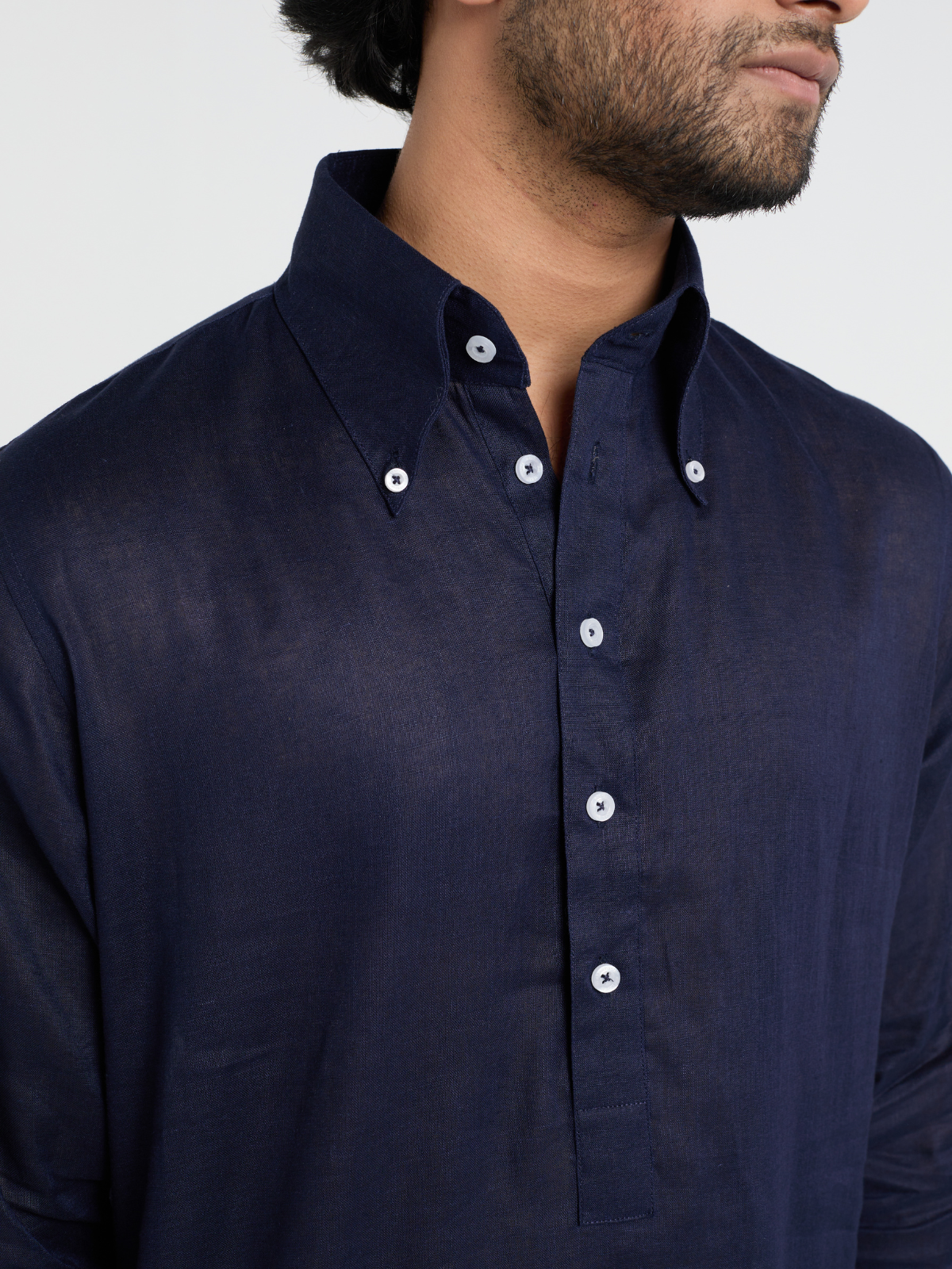 Navy Button Down Kurta