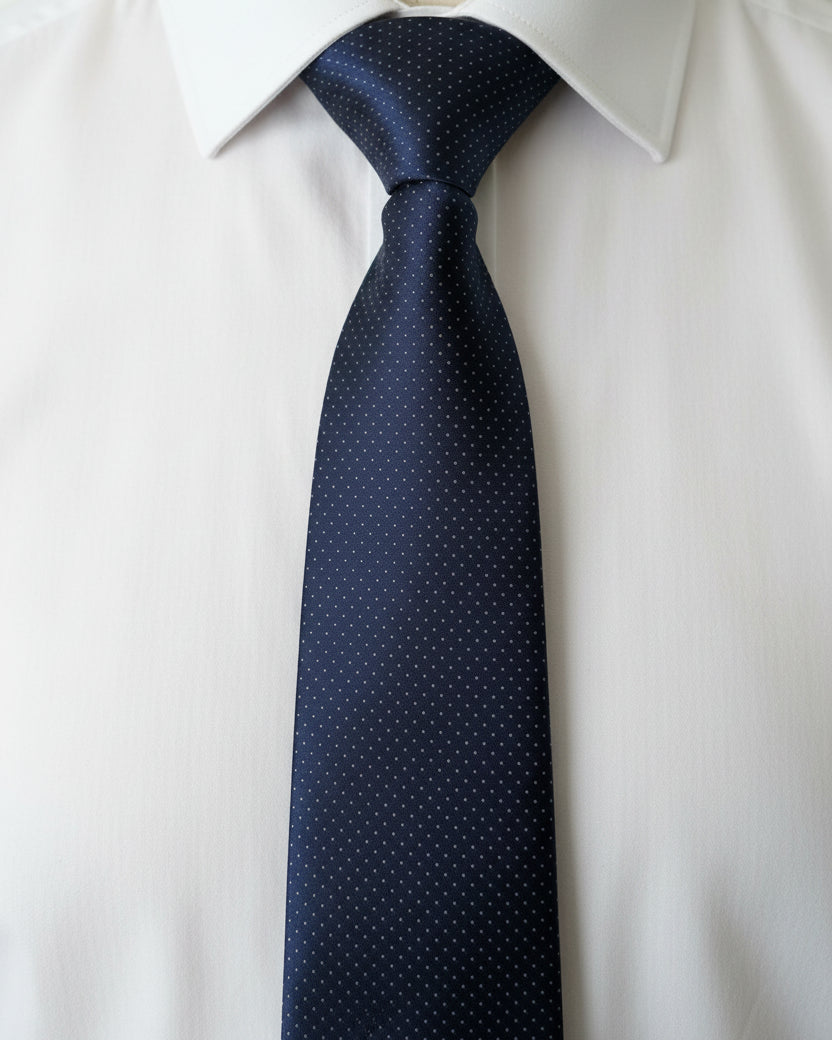 Navy Pin-Dot Silk Tie