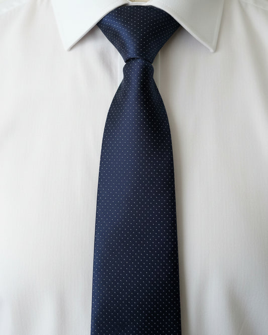 Navy Pin-Dot Silk Tie