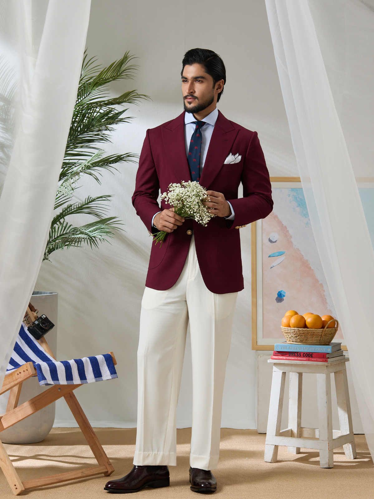 Maroon Brass Blazer