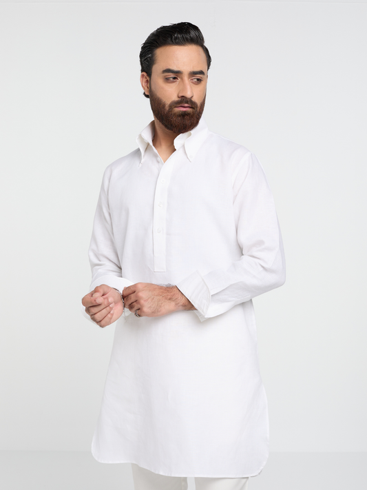 White Button Down Kurta