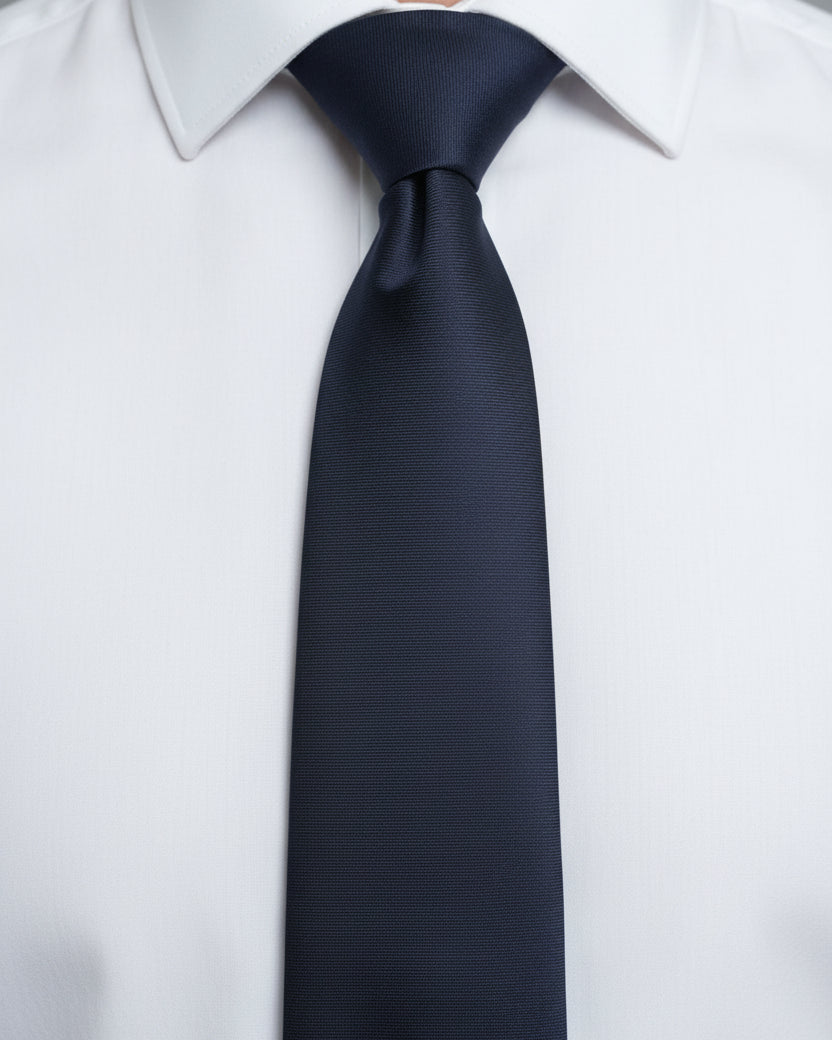 Navy Micro-Texture Silk Tie