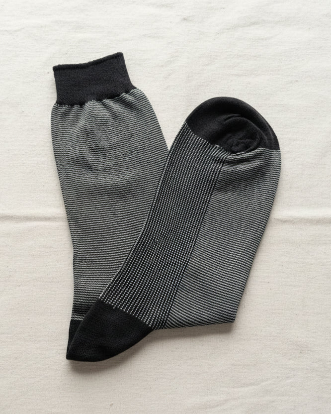 Micro Stripe Cotton Socks – Charcoal & Black