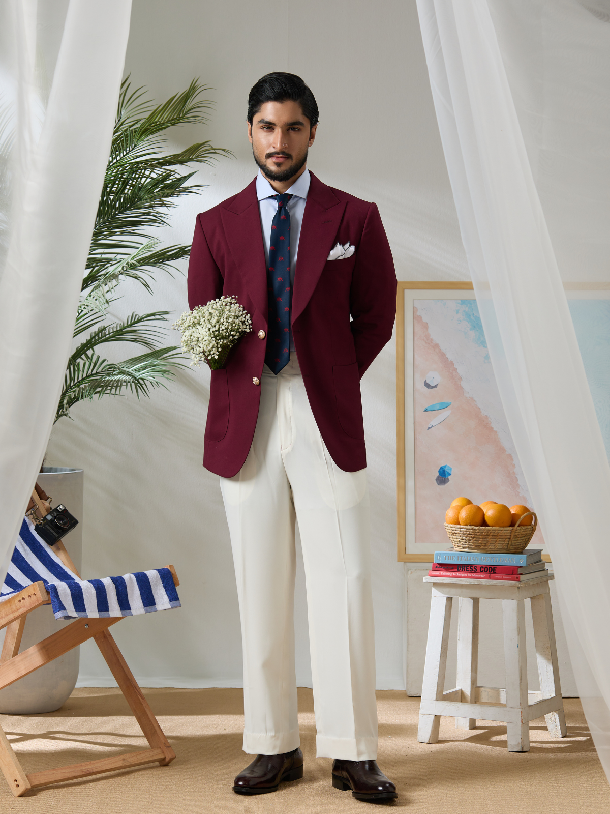 Maroon Brass Blazer