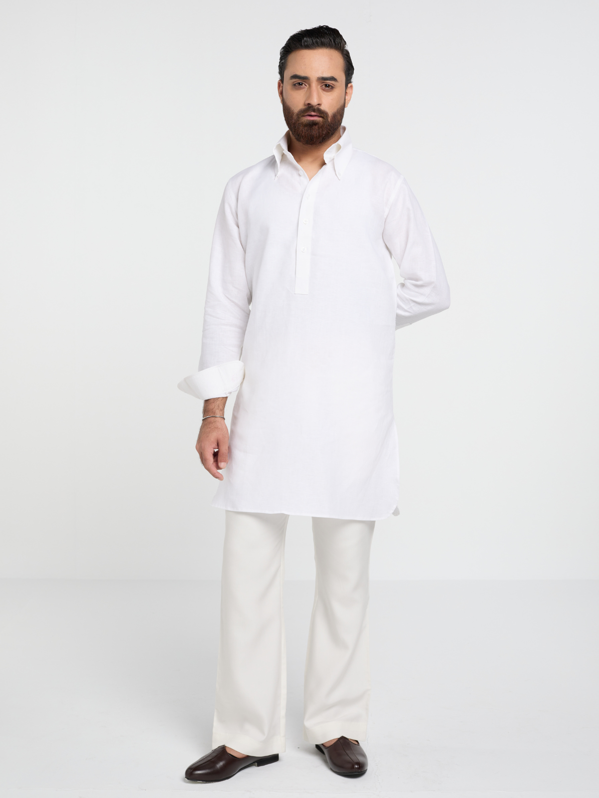 White Button Down Kurta