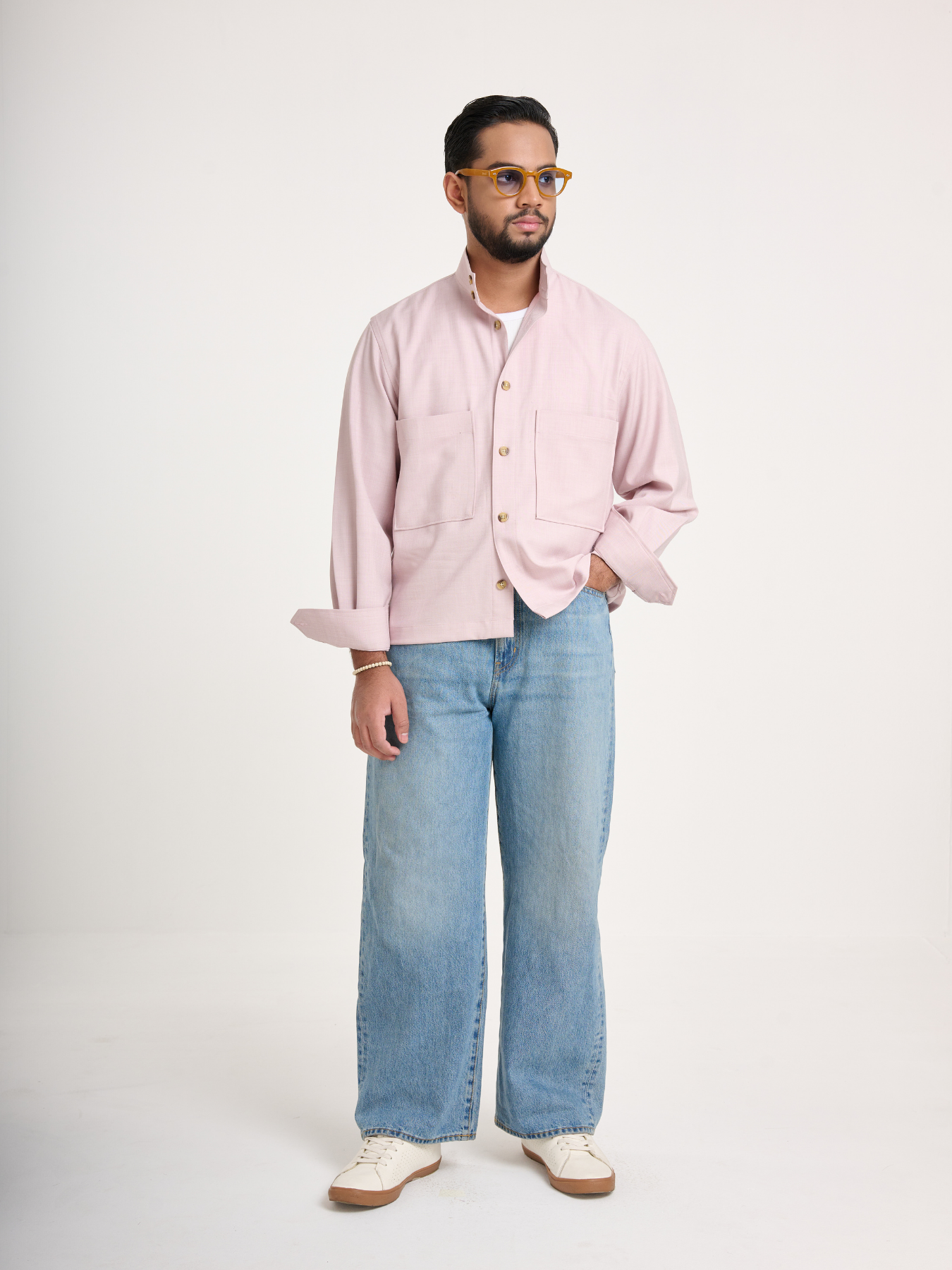 Light Pink Cropped Shacket
