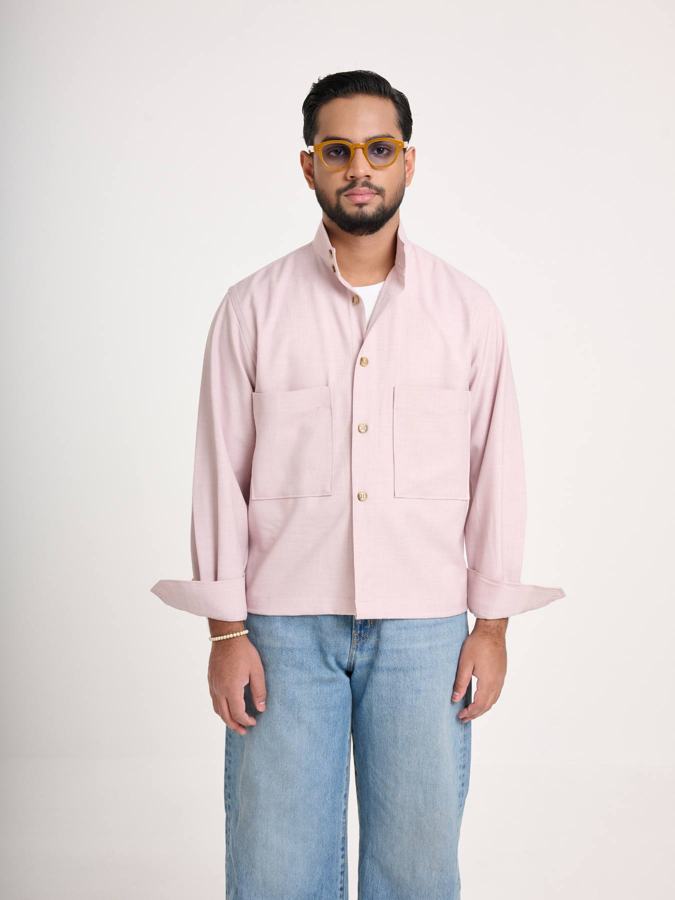 Light Pink Cropped Shacket