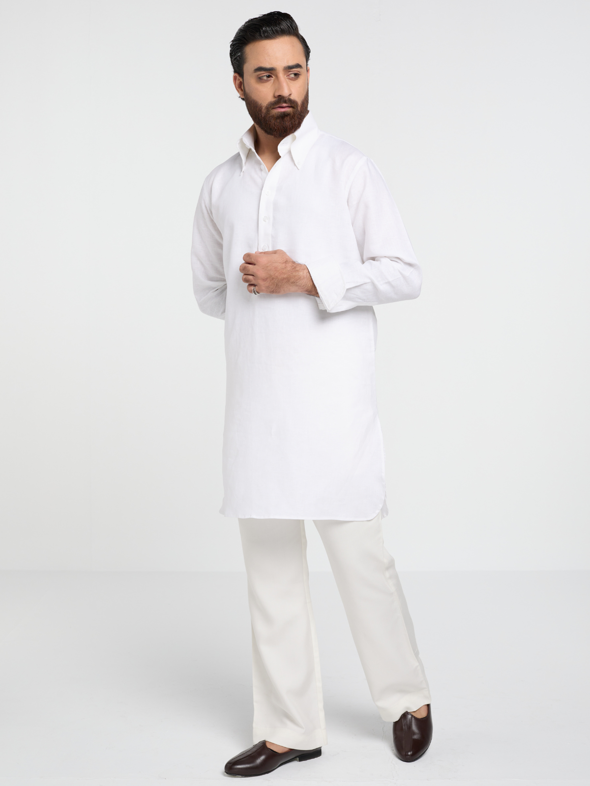 White Button Down Kurta