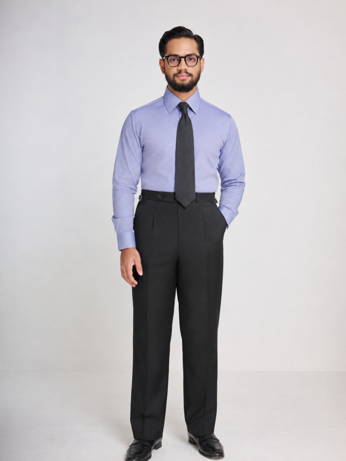 Azure Micro Texture  Spread Collar Shirt