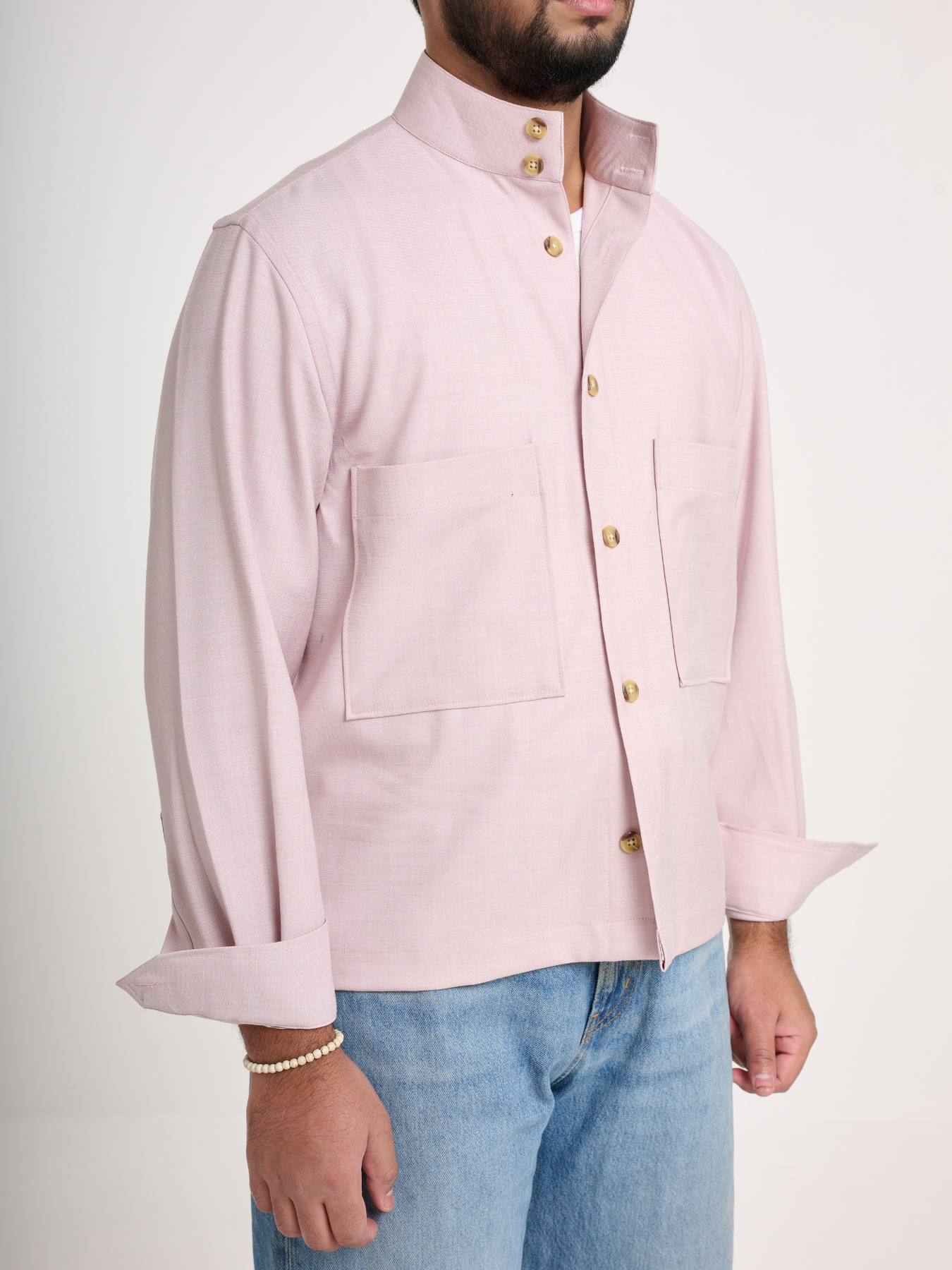 Light Pink Cropped Shacket