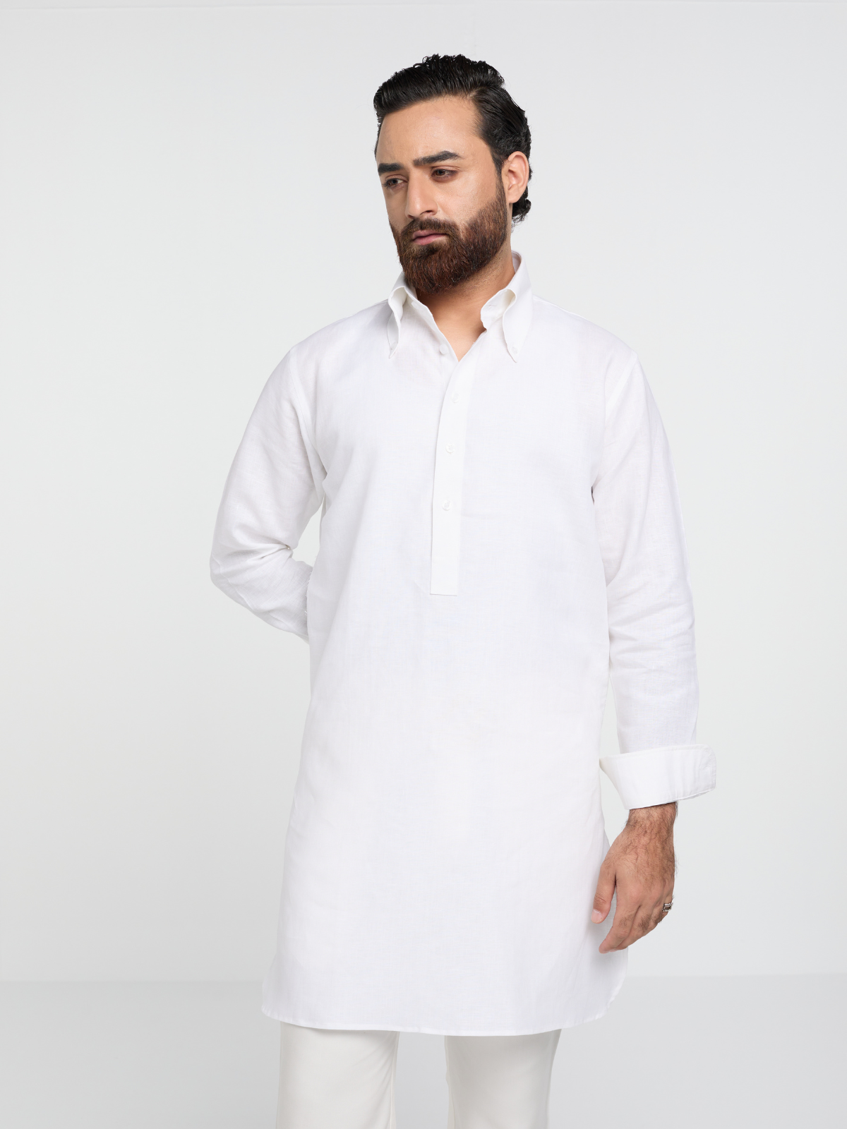 White Button Down Kurta