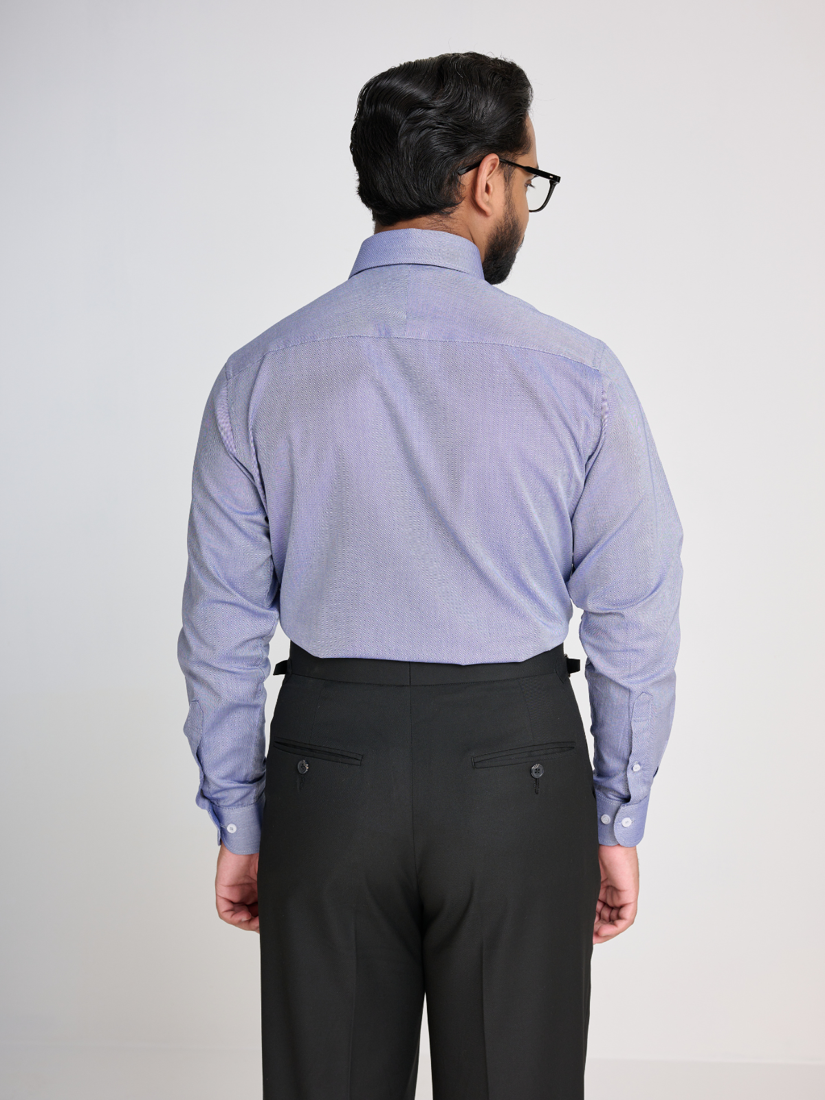 Azure Micro Texture  Spread Collar Shirt