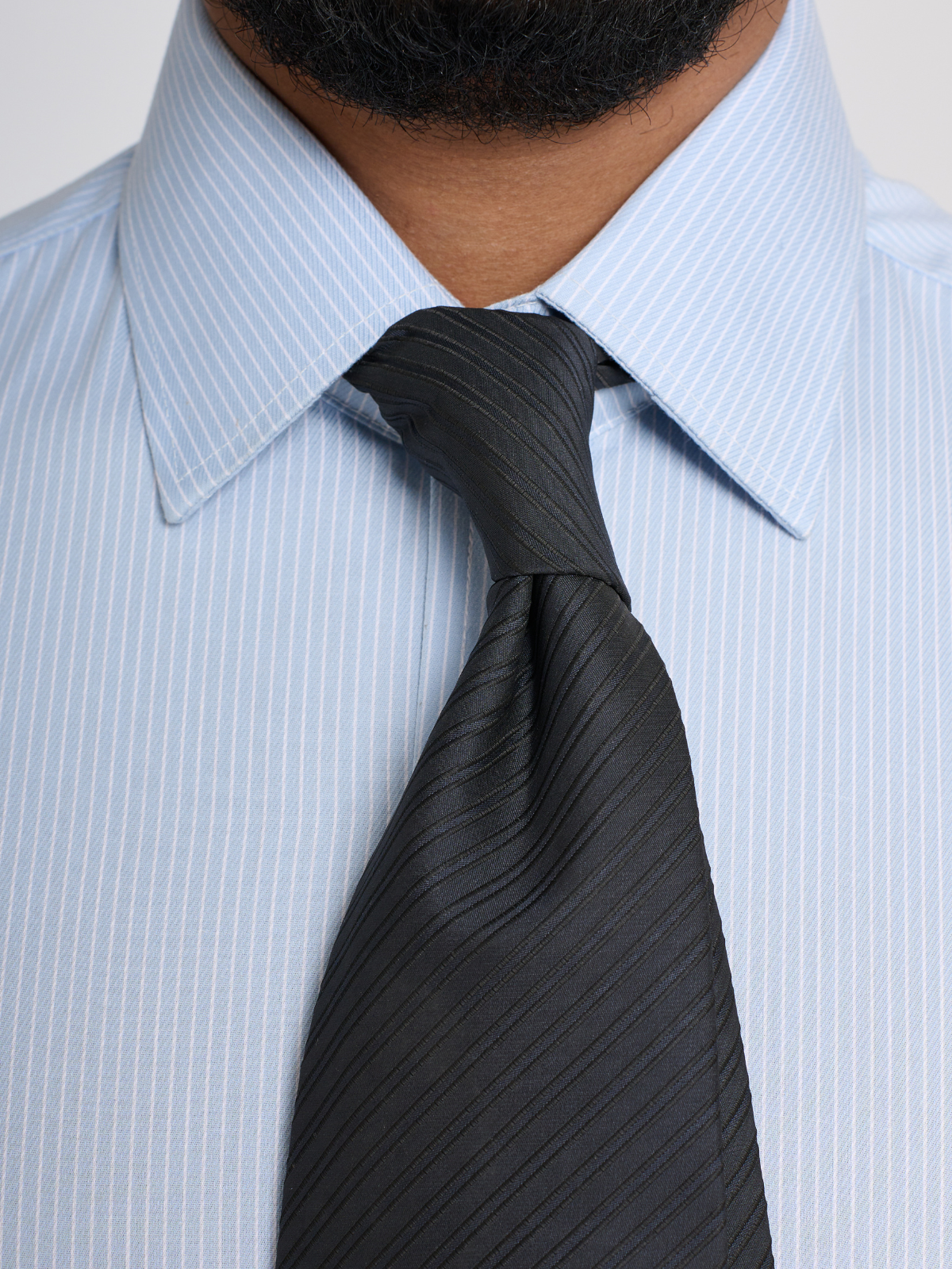Sky Blue Pencil Stripe Spread Collar Shirt