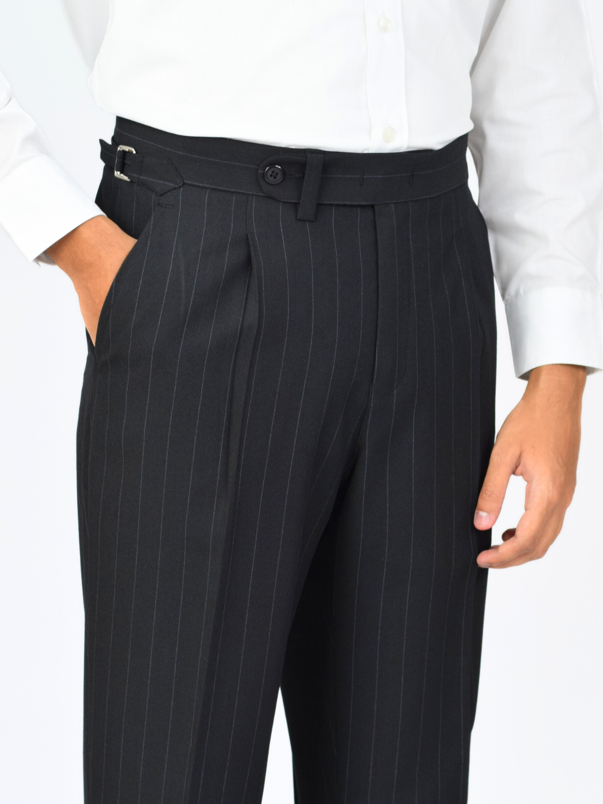 Navy Striped Formal Trouser