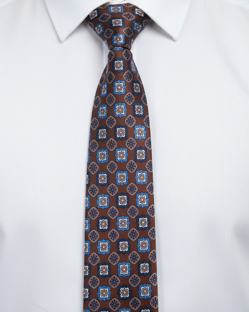 Brown Floral Medallion Tie