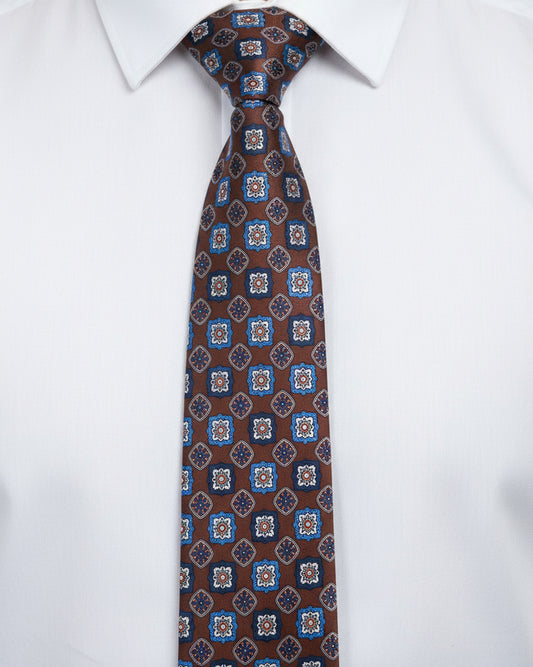 Brown Floral Medallion Tie