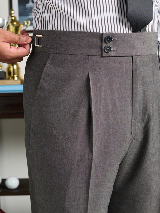 Grey Herringbone Formal Trouser