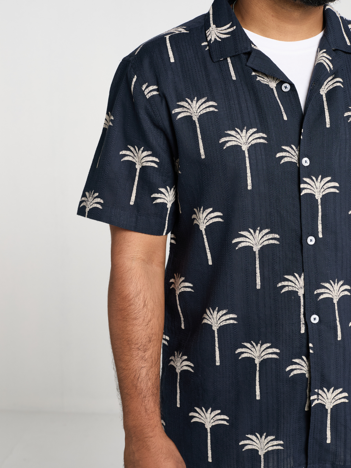 Navy Floral Cuban Shirt